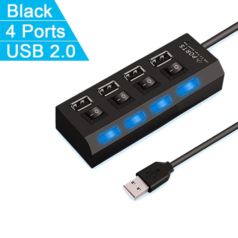 High Speed 4/7 Ports USB HUB 2.0 Adapter Expander Multi USB Splitter Multiple Extender with LED