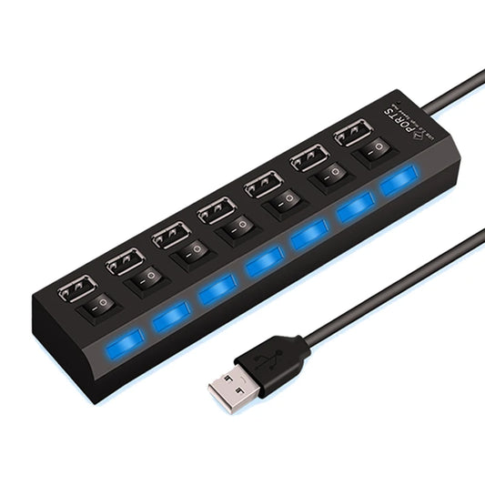 High Speed 4/7 Ports USB HUB 2.0 Adapter Expander Multi USB Splitter Multiple Extender with LED