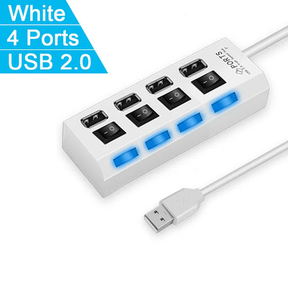 High Speed 4/7 Ports USB HUB 2.0 Adapter Expander Multi USB Splitter Multiple Extender with LED