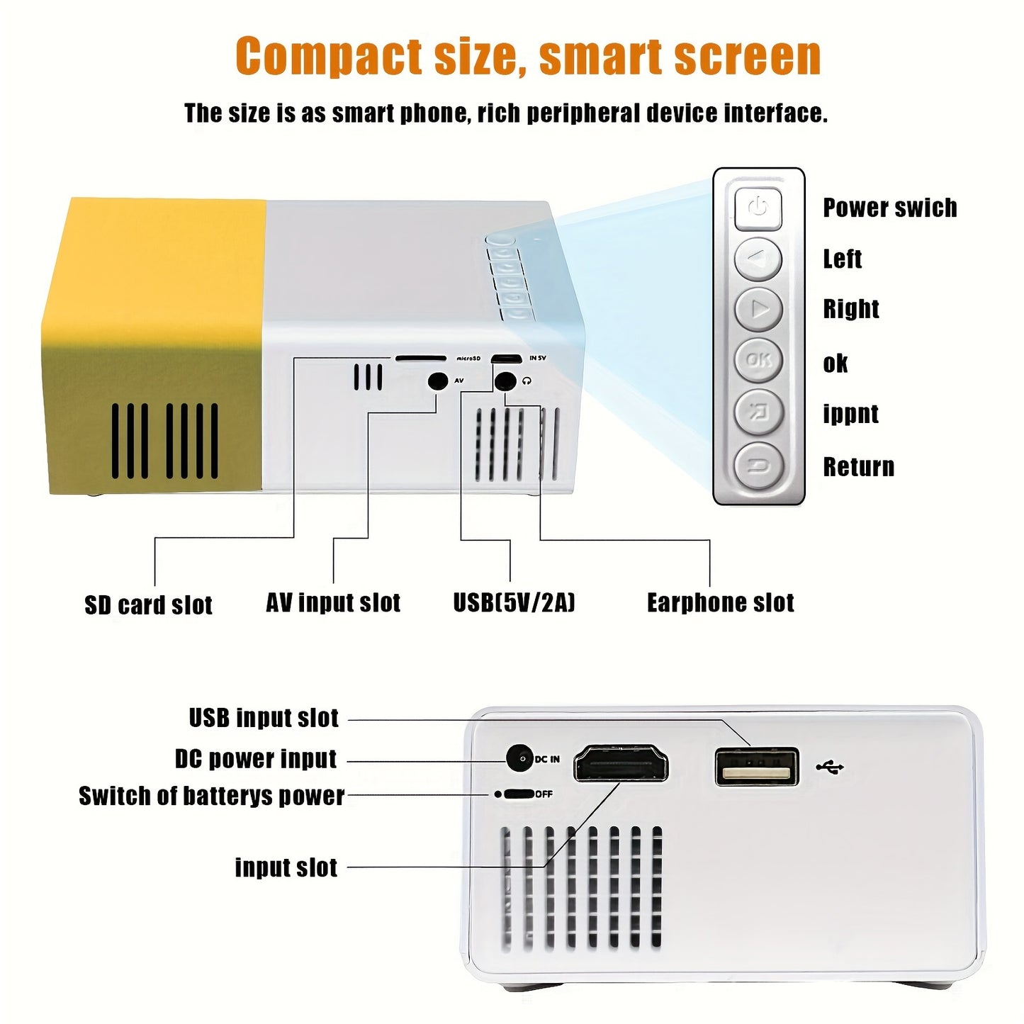 LED Home Theater Projector Small portable